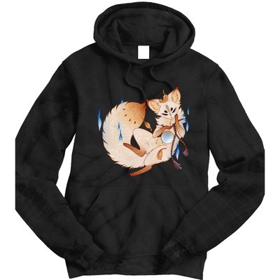 Mischievous Fox Teakitsune Yokai Kitsune Tie Dye Hoodie
