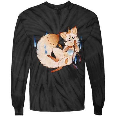 Mischievous Fox Teakitsune Yokai Kitsune Tie-Dye Long Sleeve Shirt