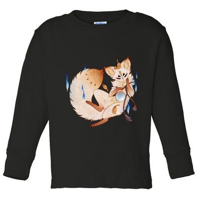 Mischievous Fox Teakitsune Yokai Kitsune Toddler Long Sleeve Shirt