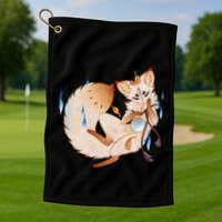 Mischievous Fox Teakitsune Yokai Kitsune Golf Towel