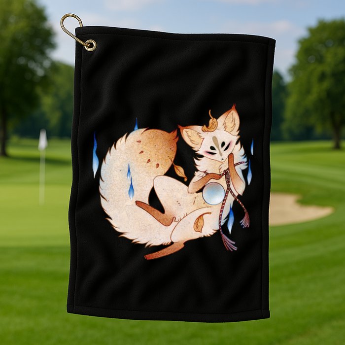 Mischievous Fox Teakitsune Yokai Kitsune Golf Towel