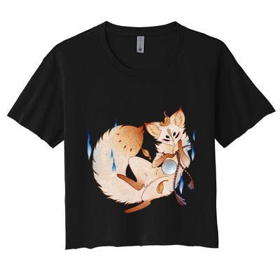Mischievous Fox Teakitsune Yokai Kitsune Crop Top
