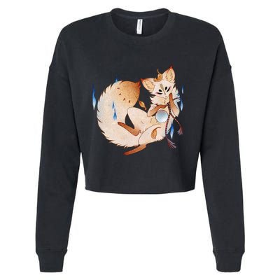 Mischievous Fox Teakitsune Yokai Kitsune Cropped Pullover Crew