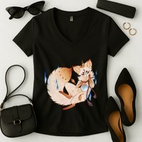 Mischievous Fox Teakitsune Yokai Kitsune Women's V-Neck T-Shirt