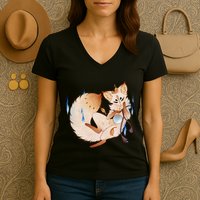 Mischievous Fox Teakitsune Yokai Kitsune Women's V-Neck T-Shirt
