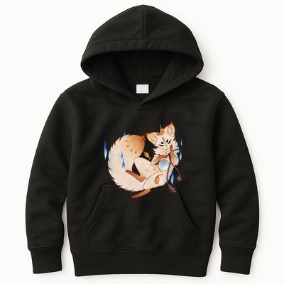Mischievous Fox Teakitsune Yokai Kitsune Kids Hoodie