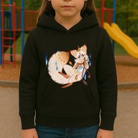 Mischievous Fox Teakitsune Yokai Kitsune Kids Hoodie