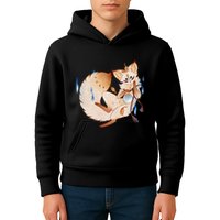Mischievous Fox Teakitsune Yokai Kitsune Kids Hoodie