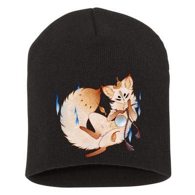 Mischievous Fox Teakitsune Yokai Kitsune Short Acrylic Beanie