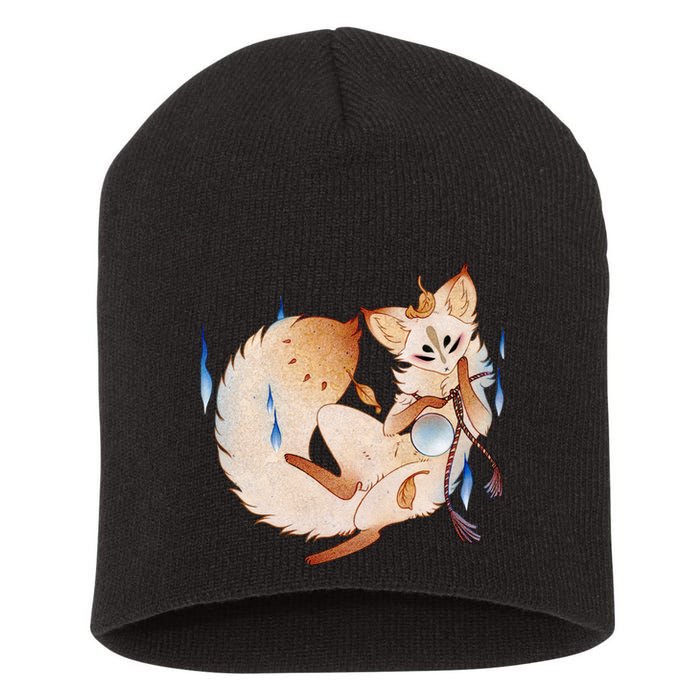 Mischievous Fox Teakitsune Yokai Kitsune Short Acrylic Beanie