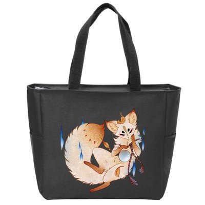 Mischievous Fox Teakitsune Yokai Kitsune Zip Tote Bag