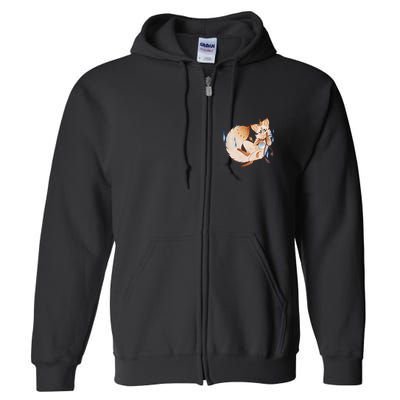 Mischievous Fox Teakitsune Yokai Kitsune Full Zip Hoodie