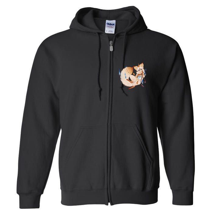 Mischievous Fox Teakitsune Yokai Kitsune Full Zip Hoodie