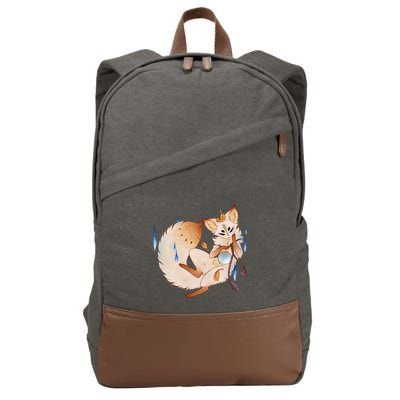 Mischievous Fox Teakitsune Yokai Kitsune Cotton Canvas Backpack