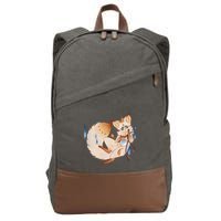 Mischievous Fox Teakitsune Yokai Kitsune Cotton Canvas Backpack