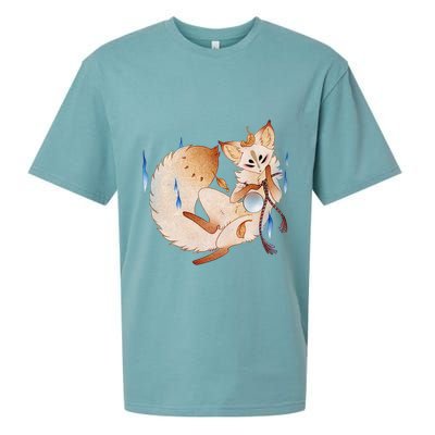 Mischievous Fox Teakitsune Yokai Kitsune Sueded Cloud Jersey T-Shirt