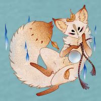 Mischievous Fox Teakitsune Yokai Kitsune Sueded Cloud Jersey T-Shirt