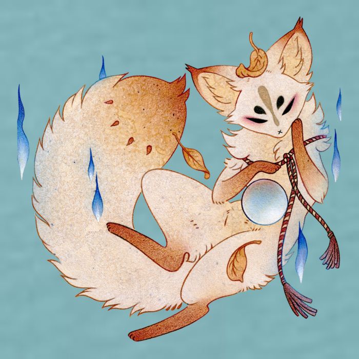 Mischievous Fox Teakitsune Yokai Kitsune Sueded Cloud Jersey T-Shirt