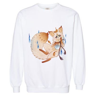 Mischievous Fox Teakitsune Yokai Kitsune Garment-Dyed Sweatshirt