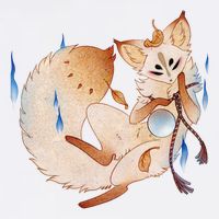 Mischievous Fox Teakitsune Yokai Kitsune Garment-Dyed Sweatshirt