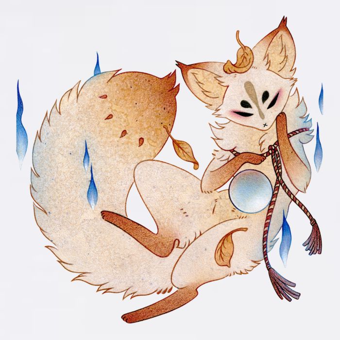 Mischievous Fox Teakitsune Yokai Kitsune Garment-Dyed Sweatshirt