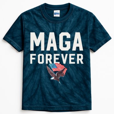 Maga Forever Trump 47 Outfit America Flag Maga Forever Kids Tie-Dye T-Shirt