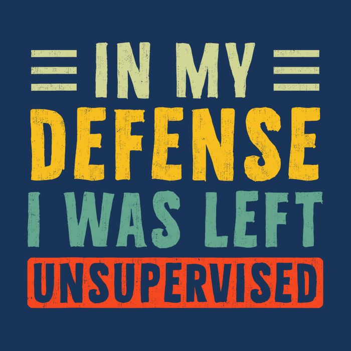 mens funny t shirts In my defense I was left unsupervised Flat Bill Trucker Hat