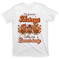 My Favorite Turkeys Calls Me Lunch Lady Groovy Thanksgiving T-Shirt