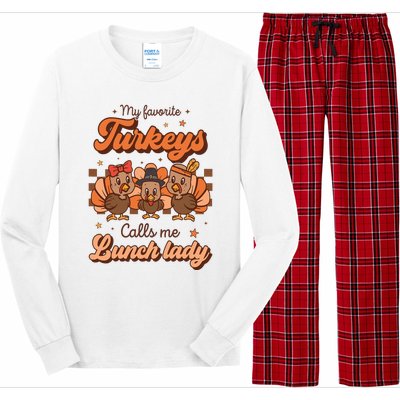 My Favorite Turkeys Calls Me Lunch Lady Groovy Thanksgiving Long Sleeve Pajama Set