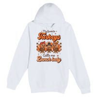 My Favorite Turkeys Calls Me Lunch Lady Groovy Thanksgiving Premium Pullover Hoodie