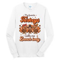 My Favorite Turkeys Calls Me Lunch Lady Groovy Thanksgiving Tall Long Sleeve T-Shirt