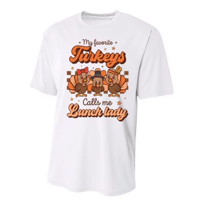 My Favorite Turkeys Calls Me Lunch Lady Groovy Thanksgiving Performance Sprint T-Shirt