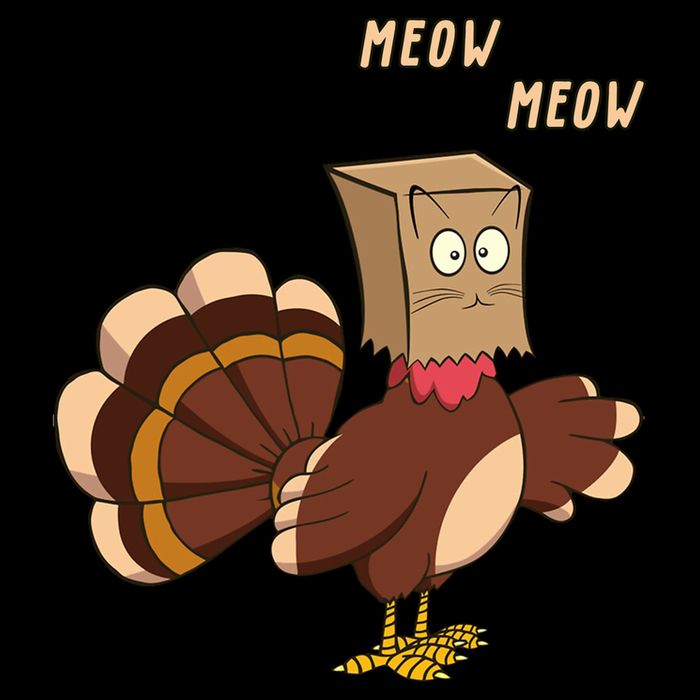 Meow Funny Thanksgiving Turkey Cat Lover Drawstring Bag