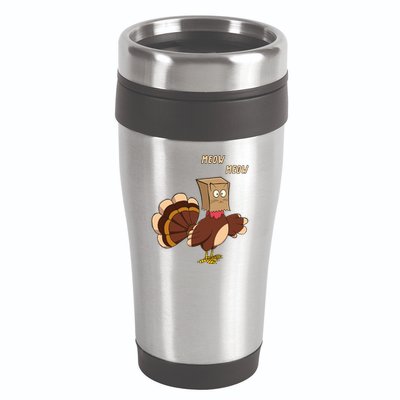 Meow Funny Thanksgiving Turkey Cat Lover 16oz Travel Tumbler