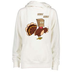 Meow Funny Thanksgiving Turkey Cat Lover Womens Funnel Neck Pullover Hood