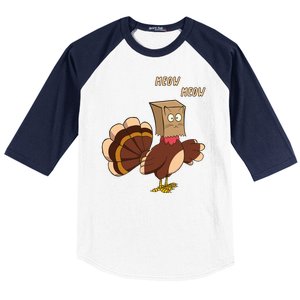 Meow Funny Thanksgiving Turkey Cat Lover Baseball Sleeve Shirt