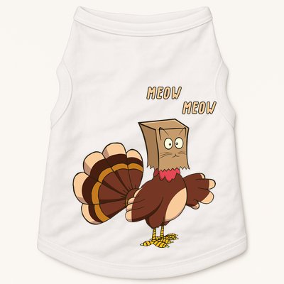 Meow Funny Thanksgiving Turkey Cat Lover Doggie Tank
