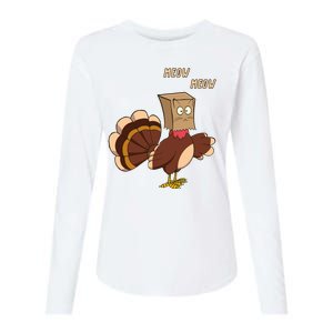 Meow Funny Thanksgiving Turkey Cat Lover Womens Cotton Relaxed Long Sleeve T-Shirt