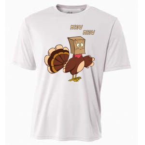 Meow Funny Thanksgiving Turkey Cat Lover Cooling Performance Crew T-Shirt