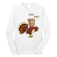 Meow Funny Thanksgiving Turkey Cat Lover Long Sleeve Shirt