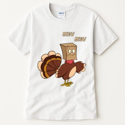 Meow Funny Thanksgiving Turkey Cat Lover Tall T-Shirt
