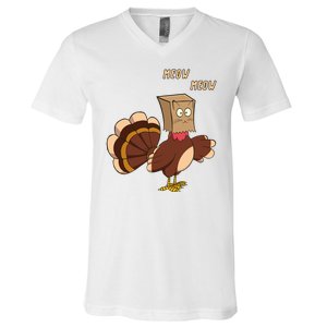 Meow Funny Thanksgiving Turkey Cat Lover V-Neck T-Shirt