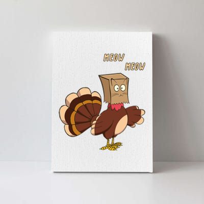 Meow Funny Thanksgiving Turkey Cat Lover Canvas