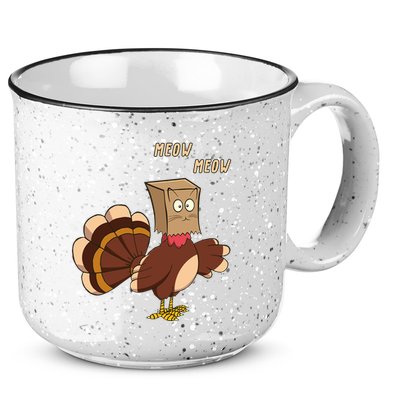 Meow Funny Thanksgiving Turkey Cat Lover 15oz Campfire Ceramic Mug