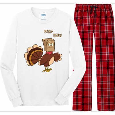 Meow Funny Thanksgiving Turkey Cat Lover Long Sleeve Pajama Set