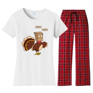 Meow Funny Thanksgiving Turkey Cat Lover Women's Flannel Pajama Set