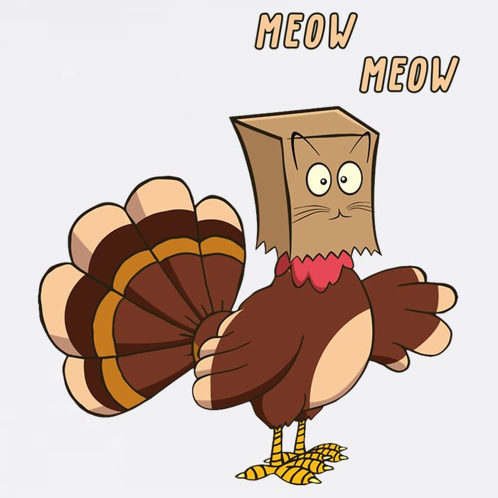 Meow Funny Thanksgiving Turkey Cat Lover Flatbill Hat
