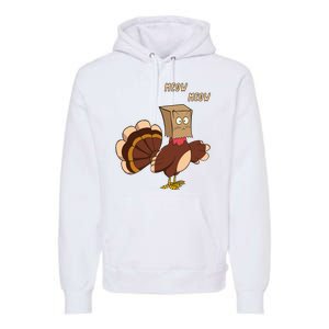 Meow Funny Thanksgiving Turkey Cat Lover Premium Hoodie