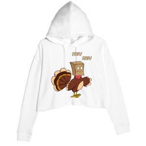 Meow Funny Thanksgiving Turkey Cat Lover Crop Fleece Hoodie