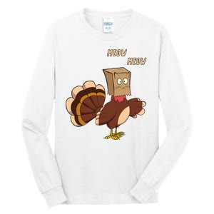 Meow Funny Thanksgiving Turkey Cat Lover Tall Long Sleeve T-Shirt